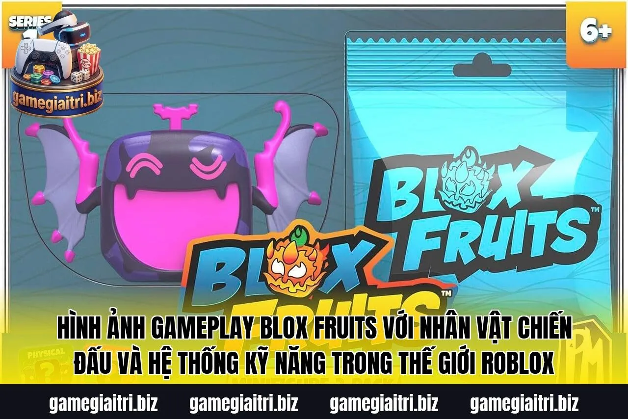 Hình ảnh gameplay Blox Fruits với nhân vật chiến đấu và hệ thống kỹ năng trong thế giới Roblox