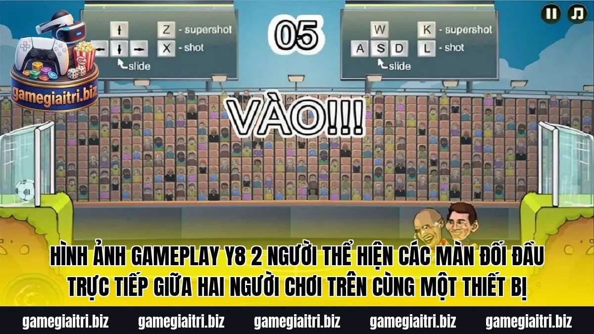 Hình ảnh gameplay Y8 2 người thể hiện các màn đối đầu trực tiếp giữa hai người chơi trên cùng một thiết bị