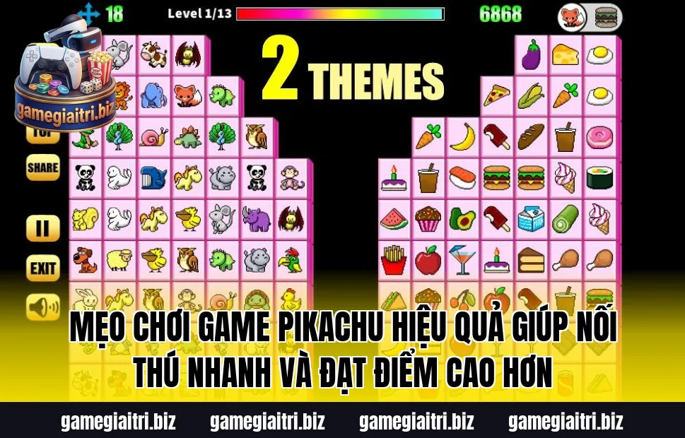 Mẹo chơi game Pikachu hiệu quả giúp nối thú nhanh và đạt điểm cao hơn