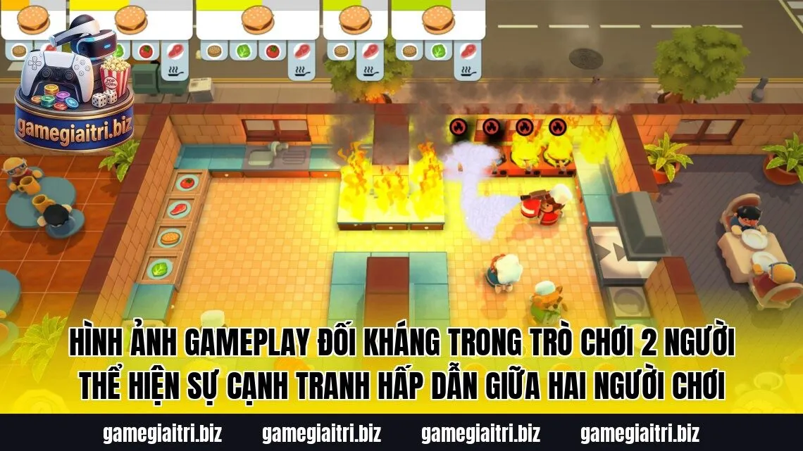 Hình ảnh gameplay đối kháng trong trò chơi 2 người thể hiện sự cạnh tranh hấp dẫn giữa hai người chơi